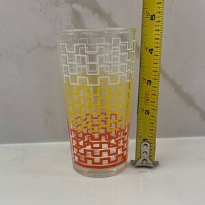 Vintage MCM Geometric Patterned Glass Tumbler Dominion Glass Sunrise